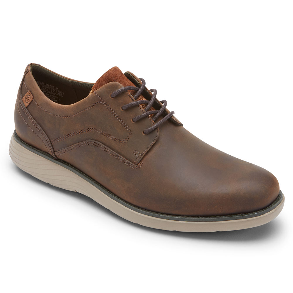 Rockport Singapore Mens Oxfords - Garett Plain Toe Brown - KI5428371